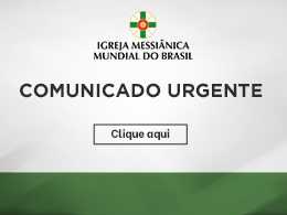Comunicado urgente da Igreja Messiânica Mundial do Brasil